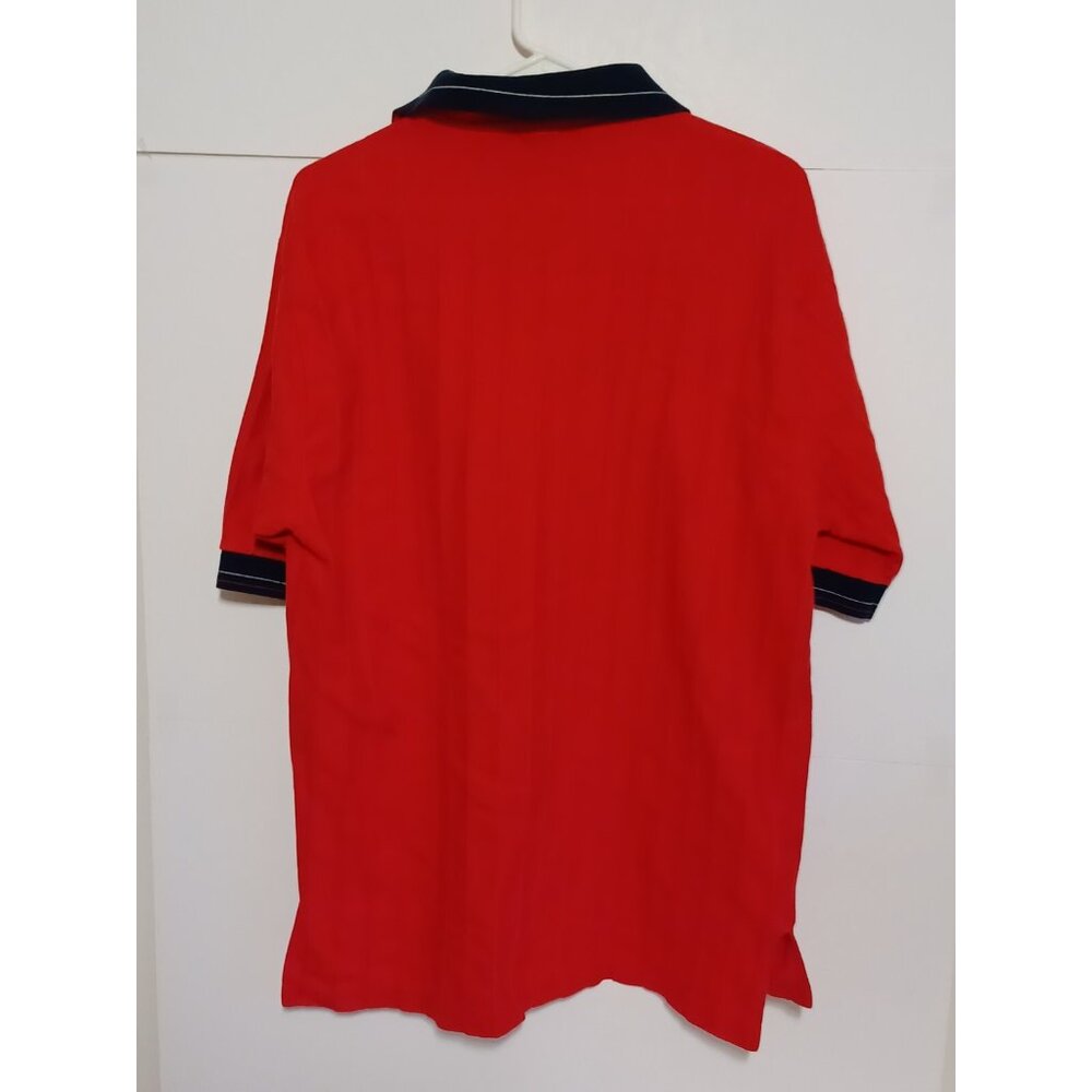 Vintage identity 1st Sportswear Mens Large Cotton Short Sleeve Red Polo Shirt - Picture 4 of 4